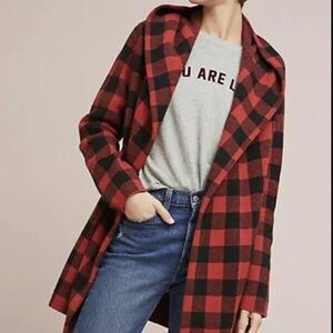 Anthropologie Field & Flower Buffalo Plaid Wool Cardigan S
